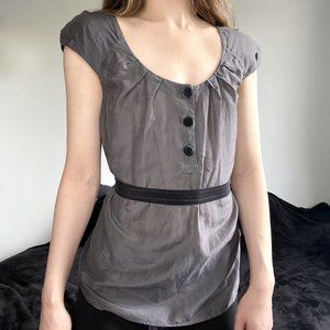 SOLD H&M Grey & Black Back-Tie Blouse - Size 4